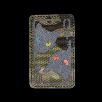 Poker Mačka Rameno Odznak Svietiť v Tme Taktických Vojenských Vyšívané Škvrny Znak Odznaky Pre Bundy Klobúk Oblečenie