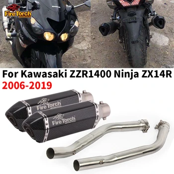 Pošmyknúť Na Výfuk Na Kawasaki Zx14r ZZR1400 2006-2016 Motocykel Uhlíkových Vlákien Výfukových Šál Uniknúť Moto Rúry Zx-141r Exhuast