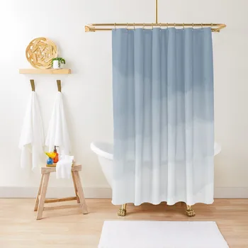 Prašnom Modrá Akvarel Ombre (prašnom modrá/biela) Sprchový Záves Nastaviť Pre Kúpeľňa