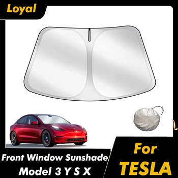 Predné Okno Slnečník pre Tesla Model 3 & Model Y Dvojvrstvové Sklopné čelné Sklo slnečník Pokrytie Tepelnej Ochrany Clonu