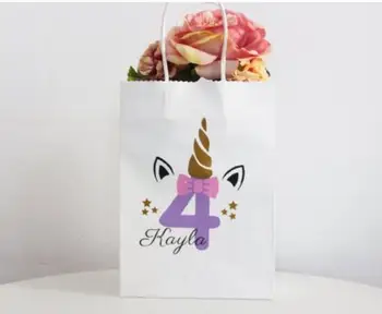 Prispôsobiť jednorožec narodeninovej party vitajte tašky, vlastné narodeniny ďakujeme, že ste darčekové tašky, myš baby sprcha Krst darčekové tašky