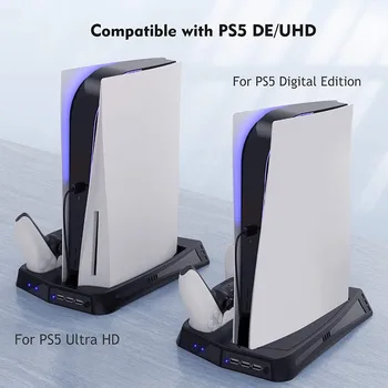 PS5 Príslušenstvo PS5 DE/UHD Konzoly Chladiaci Ventilátor Multifunkčné Nabíjací Stojan PS5 Radič Nabíjacej Stanice, Skladovanie Disk s Hrou