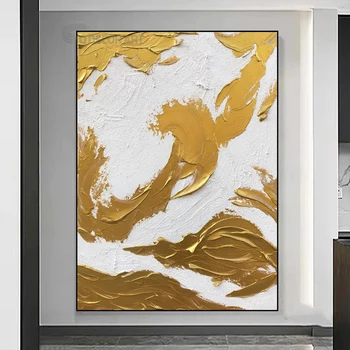 Pôvodné Veľké Minimalistický Zlata, olejomaľba na Plátne Moderné Zlatej Fólie Textúra Maľby na Steny v Obývacej Izbe Umenie Domova