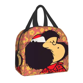 Quino Komické Mafalda Izolované Obed Taška pre Deti, Ženy Resuable Chladnejšie Tepelnej Lunch Box Úrad Práce Školy, Prenosný Piknikový Tašky