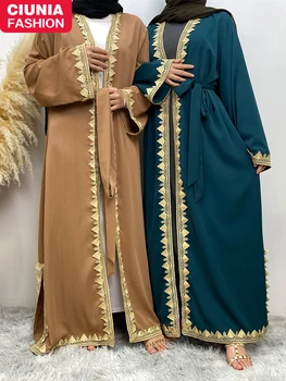 Ramadánu Kaftan Dubaj Abaya Turecko Moslimských Žien Hidžáb Oblečenie Islam Kaftane Marocain Dlhé Šaty Islam Appliques Oblečenie pre Ženy