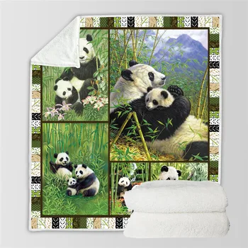 Roztomilá Panda Hrať Bambusu Deka Mat Nap Zimné Cestovať Domov Spať Spálňa Pikniková Deka