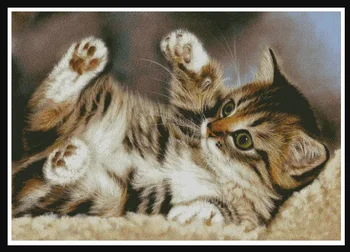 Roztomilý zvierat Mačka šijacia súprava 18CT 16CT 14CT Unprinted Počíta Cross Stitch Súpravy na Vyšívanie Umenie HOBBY Ručné Vyšívanie Domova