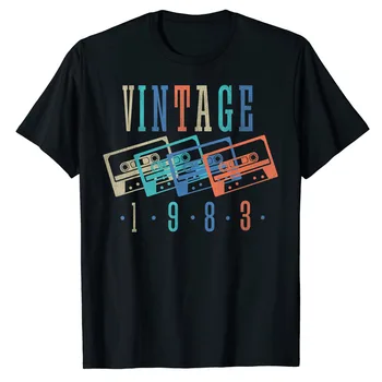 Ročník 1983 Kazetové Pásky 1983 Narodeninám 40 ročný T-Shirt 80. rokov Klasický Čaj Topy Narodil sa 1983 Hovorí Citát Graphic Tee Top
