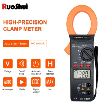 RuoShui 6016C Svorka multimeter Auto Rozsah STRIEDAVÝ prúd Frekvencia merač Odporu Elektrikár nástroj Napätie Amp 1000A Svorka tester
