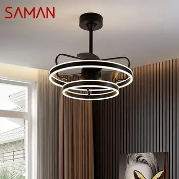 SAMAN Nordic Stropný Ventilátor Osvetlenie Moderné Kreatívny Dizajn LED, 3 Farby Lampa Diaľkové Ovládanie pre Domova Obývacia Izba, Spálňa
