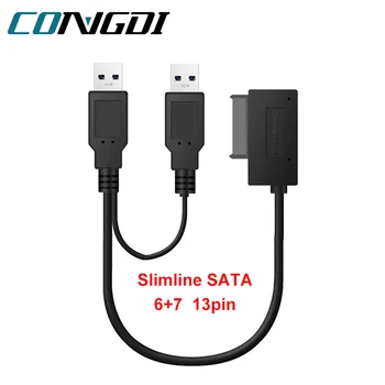 SATA na USB 3.0/2.0 / Sata II, 7+6 Kábel 13Pin Adaptér Converter Kábel pre Notebook, CD/DVD ROM Tenká Disk Sata II Kábel