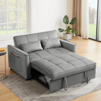 Sivá Velnet rozkladacia Pohovka Jednoduchá montáž, Mäkké a pohodlné pre použitie doma nábytok do obývacej izby