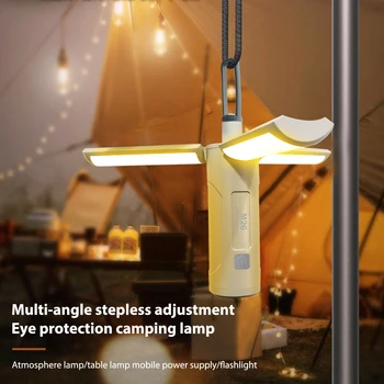 Skladacia Prenosný Reflektor Typ-C Nabíjanie Nabíjateľných Dekoratívne Lampa 4 Svetelné Režimy s Silikónové Háčik pre Kempovanie Turistika