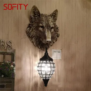 SOFITY Moderné Vlk, Nočné Lampy, Svetelné Tvorivé Dekoratívne Crystal Stenu Sconces Led pre Domáce Obývacia Izba, Veranda