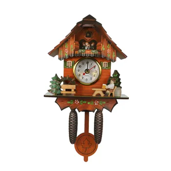 Starožitný Drevený Kukučkové Nástenné Hodiny Vták Čas Bell Swing Alarm Watch Home Art Decor 006
