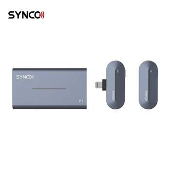 SYNCO P1L 2.4 G Bezdrôtový Mikrofón Systém s Clip-on Vysielač + Prijímač + Bezdrôtové Nabíjanie Prípade 50m Prenos Rozsah