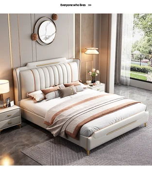 Talianska luxusná posteľ moderný jednoduchý 1.8 m manželská posteľ 2022 nový riadok kostra vysokej box úložný spálňa posteľ