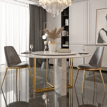 Taliansky minimalistický mramoru jedálenský stôl a stoličky zmes kolo moderné svetlo luxusné malých rodinných okrúhleho stola