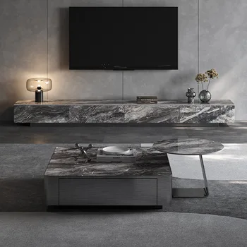 Taliansky minimalistický námestie rock panel TV, skriňa, malé jednotky, obývacia izba, podlahy, skrine, moderný rock panel z nehrdzavejúcej ocele káva