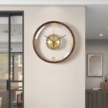 Tichý Klasické Nástenné Ruky Hodinky Luxusné Drevené Quartz Elegantné Nástenné Hodiny Štýlové Moderné Sklenené Art Horloge Obývacej Miestnosti Dekorácie