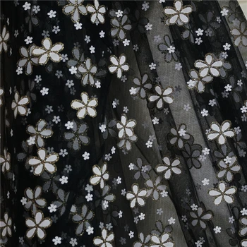 Tlač Malé Čerešňové kvety Silver / Gold Glitter Tylu Čipky Textílie na spoločenské Šaty, Detské Tutu, Večerné a plesové Šaty, Závoj dodanie