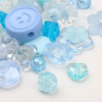 Transparentná Modrá 8-34 mm 20 g Charms Karikatúra Roztomilý Tvar Akrylové Korálky Pre Šperky, Takže DIY Šperky, Náhrdelníky, Korálky Príslušenstvo