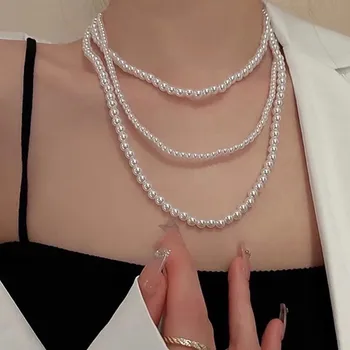 Tri vrstvy, perlový náhrdelník dizajn zmysel, jednoduchý náhrdelník, kľúčnu kosť reťazca temperament náhrdelník