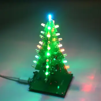 Trojrozmerný Vianočný Strom 3D LED DIY Súprava Červená/Zelená/Žltá LED Bleskom Okruhu Stavebnice Elektronické Žltá 7 Farieb LED Lampa Vody