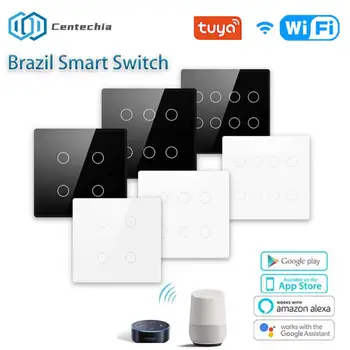 Tuya 124 Brazília, WiFi, Smart Vypínač 4/6/8 Gang Nula Fire Line Dotykový Panel Prepínače Nastaviteľné Tlačidlo Podsvietenia Smart Home Nové