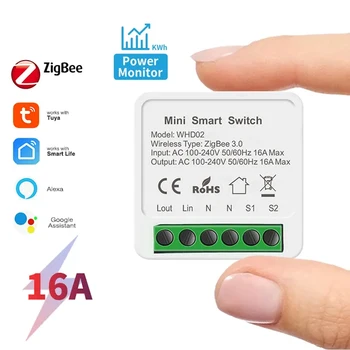 Tuya ZigBee Smart Light Switch Modul Mini 16A 220v 110v Automatizácie DIY Istič Môže 2 Spôsob Kontroly Pre Alexa Domovská stránka Google
