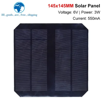 TZT 6V 550mA 3.3 W Solárny Panel Polykryštalických 145*145MM Mini Sunpower Solárny Systém urob si sám pre Batériu mobilného Telefónu Nabíjačku