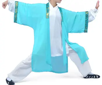 unisex 10colors purpurový/červený Wudang tai chi župan šifón závoj taijiquan cvičenie kung fu vyhovuje bojových umení oblečenie