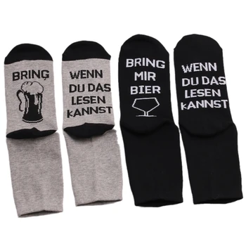 Unisex Novinka Fun nemecké Písmená Ponožky Ak Môžete Čítať Tento Pivo Tlač pančuchový tovar 37JB