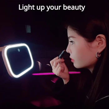 Univerzálny Interiéru Vozidla Clonu Zrkadlo make-up Zrkadlo Set s LED Osvetlenie, vstavaná Lítiová Batéria Dotykový Snímač Nabíjateľná