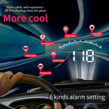 Univerzálny M6S Auto HUD Displej ODB II GPS Tachometer Rýchlomer Rýchlosti/Teploty Vody/Napätie LED Head Up Display Projektor