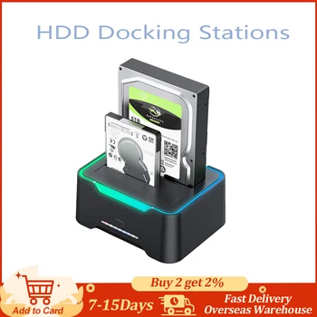 USB 3.0 Pre SATA Pevný Disk Dokovacej Stanice 2X16TB HDD Dokovacej Stanice, Podpora off-line Klon RGB Svetlo pre 2.5/ 3.5 palcový HDD SSD