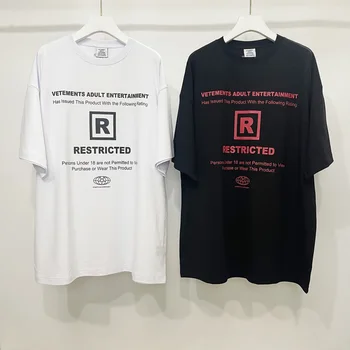 VETEMENTS Nadrozmerná T-shirts List Tlačené Logo Jednoduché, Bežné Bavlnené Krátke Rukávy