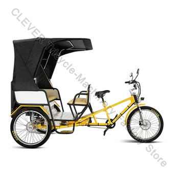 Veľké Napájania 48V 750W Elektrický Bicykel Rickshaw Orange 5 Sedadiel 3 Vonkajšie Kolesá, Bike, Taxi S Mäkké Lavičke Pedicab Rickshaw