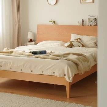 Vlastné Nordic Masívneho dreva posteľ Japonský štýl jednoduché čerešňového dreva nábytok 1.5 biely Dub 1.8 m moderná manželská posteľ
