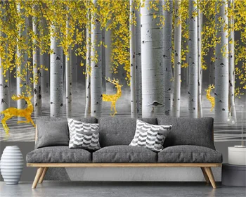 Vlastné tapetu 3D priestor HD breza lesné stromy, lesný obývacia izba gauč TV pozadí nástennú maľbu dekoratívne maľby papier peint
