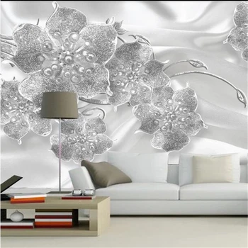 wellyu Prispôsobené veľké nástenné maľby kreatívne domáce zlepšenie moderný minimalistický šperky kvet hodvábnej nástenná maľba TV pozadí na stenu