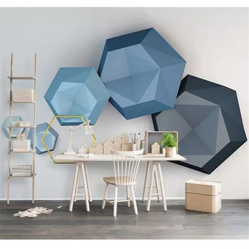 wellyu Vlastné tapetu, 3D fotografie, maľby modrá hexagon Nordic moderné geometrické TV papier pozadí steny nástenná maľba 3d abstraktných de parede
