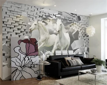 wellyu Vlastnú tapetu kôň 3d troch-dimenzionální kreatívny priestor obývacej izby, spálne dekorácie, TV joj nástennú maľbu behang