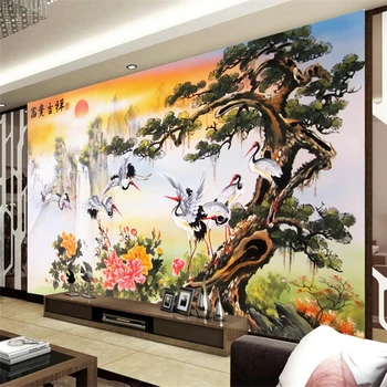 wellyu Čínsky Zhongsong Songhe Yannian šťastie, šťastie, nástenné maľby dekoratívne maľby v pozadí na stenu vlastné veľké nástenné tapety