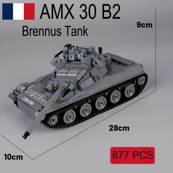 WW2 francúzskej Vojenskej AMX 30 B2 Brennus Tank Model Stavebné Bloky Armády Vojaci Údaje Obrnené Auto Vozidla Vojny Tehly Hračky, Darčeky