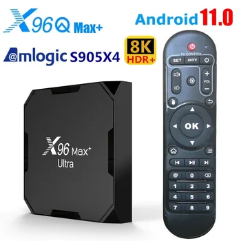 X96max Plus Ultra, Smart 8K TV BOX 2.4/5G Dual Wifi Amlogic S905X4 Quad Core Android 11.0 4G 32 G 64 G AV H. 265 Media Player SetTop