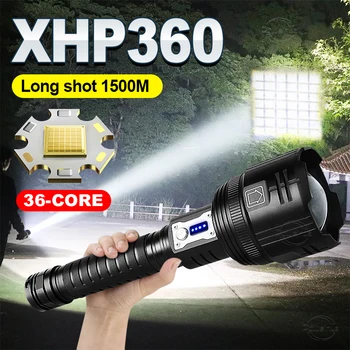 XHP360 High Power LED Baterka Super Svetlé Pozornosti Dlhý Rad Zoomovateľnom Núdzové Pochodeň Vonkajšie Svietidlo Napájanie Displej