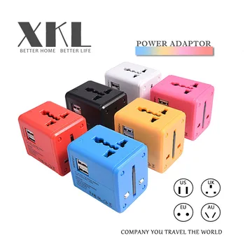 XKL Cestovať Po Celom svete Converter Univerzálny Napájací kábel Zásuvka Adaptéry Tour Zástrčky Globálne NÁS EÚ, UK, AUS USB 110-240V 2200W