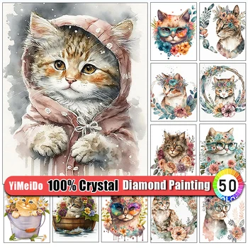 YiMeiDo 100% Krištáľovo diamond maľovanie cute cat cartoon 5d diy Zips, taška plná diamantov výšivky Mozaiky súprava domáce dekorácie darček