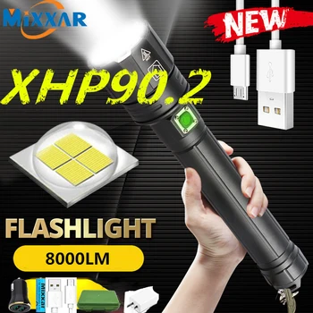 Z20 2021 ROK Darček XHP90.2 Ultra Silný 26650 LED Baterka Lampa USB Nabíjateľné XHP70 Taktické Svetlo 18650 Zoom Tábor Horák